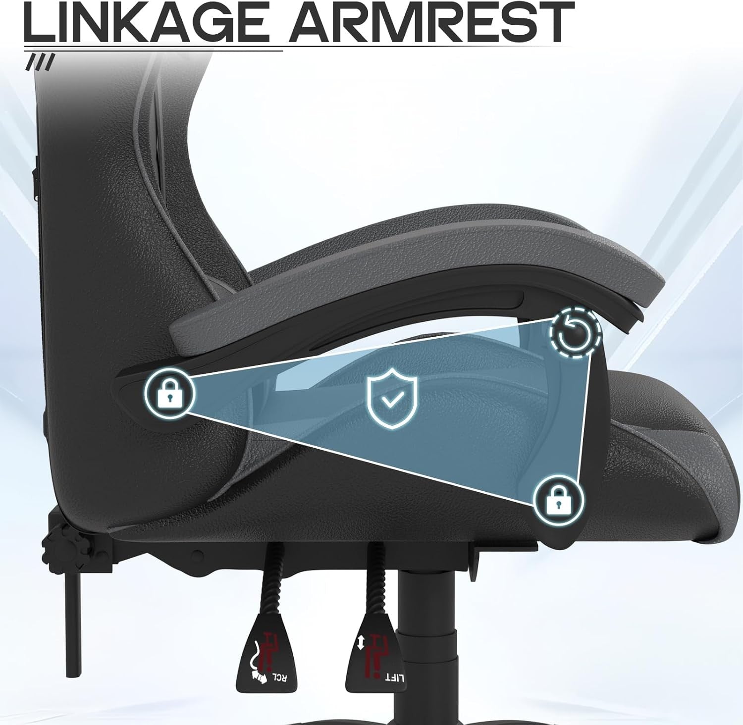 Ergonomic Gaming Chair Grey Reclining Adjustable Office PC Seat