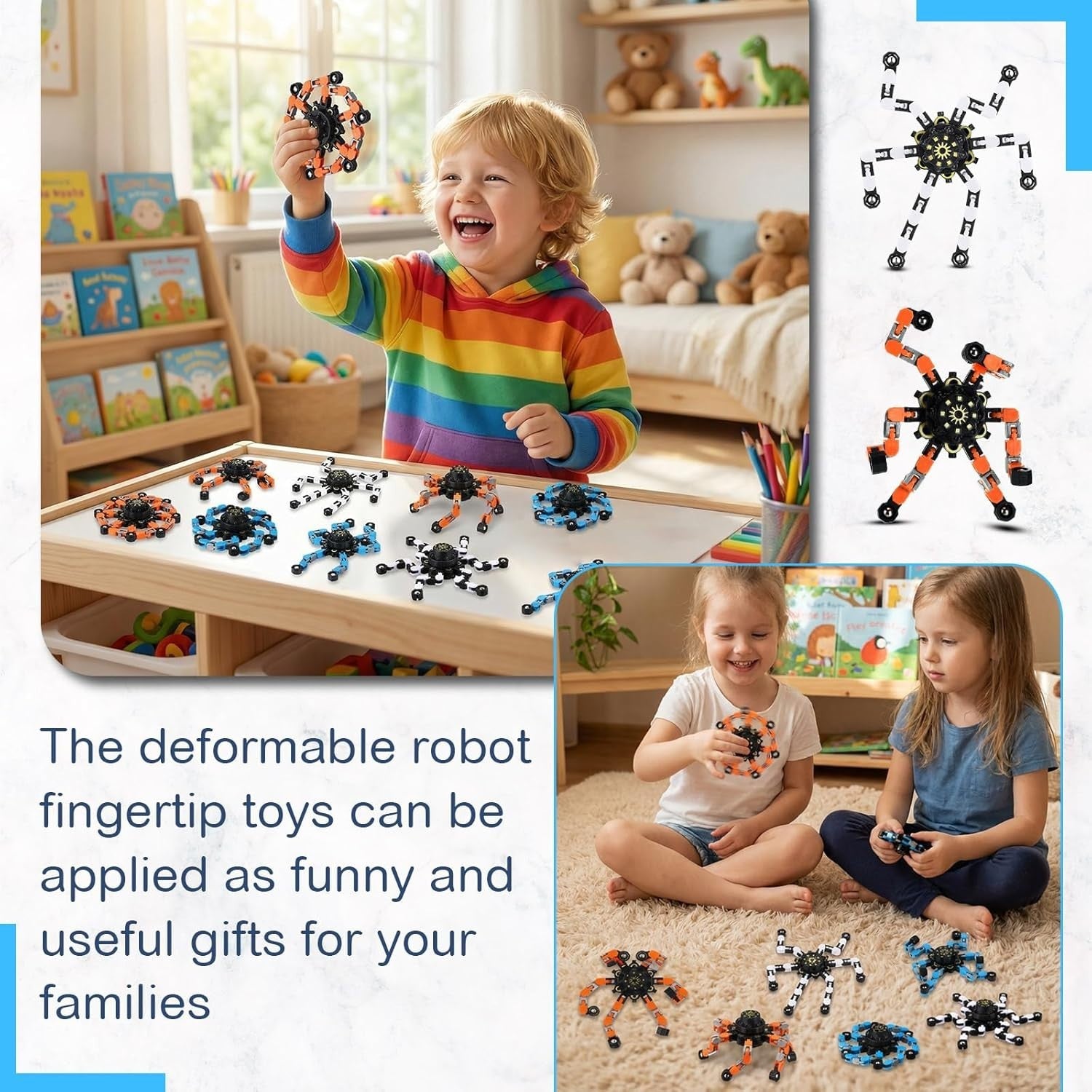 40PCS Transformable Chain Robot Fidget Toys Stress Relief Party Favors