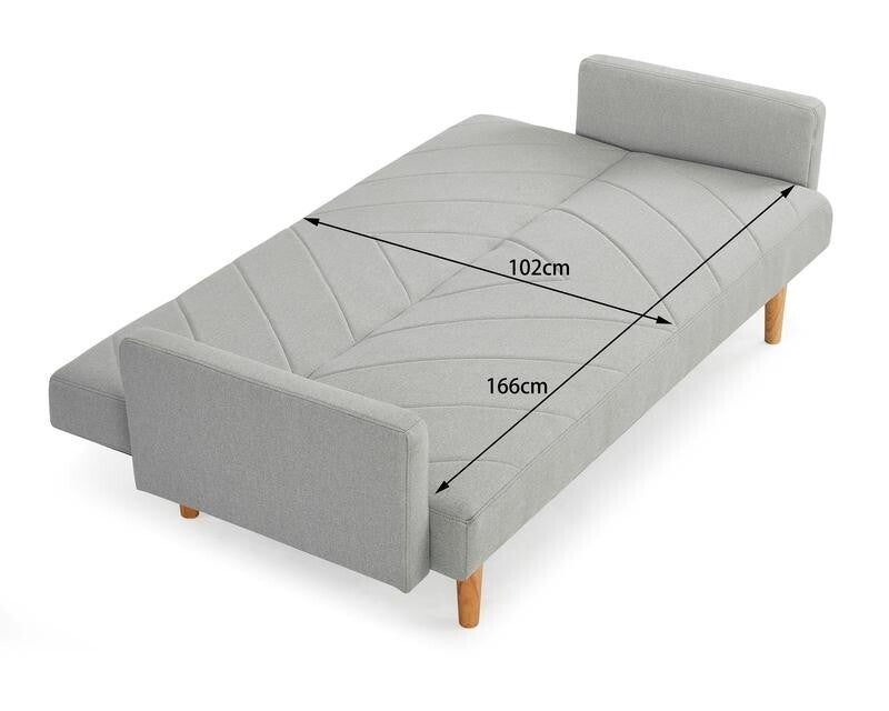 3 Seater Light Grey Sofa Bed Chevron Fabric Clic Clac Wooden Legs