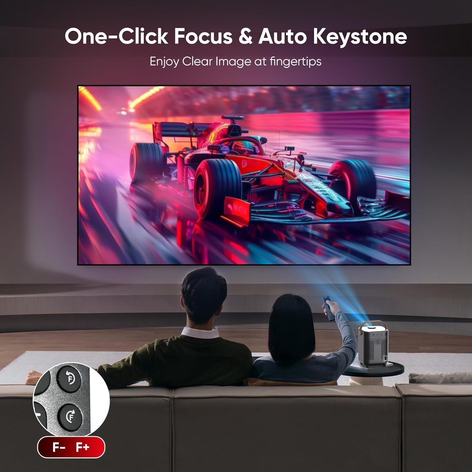 Mini 1080P Projector WiFi 6 Bluetooth Auto Focus Keystone 300”