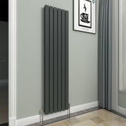 Vertical Anthracite Flat Panel Radiator 1600x408mm Double Modern Heating