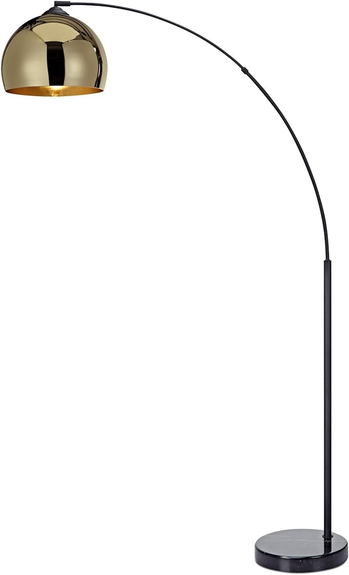 Arc Floor Lamp Gold Bell Shade Marble Base Modern Standing Light 170cm