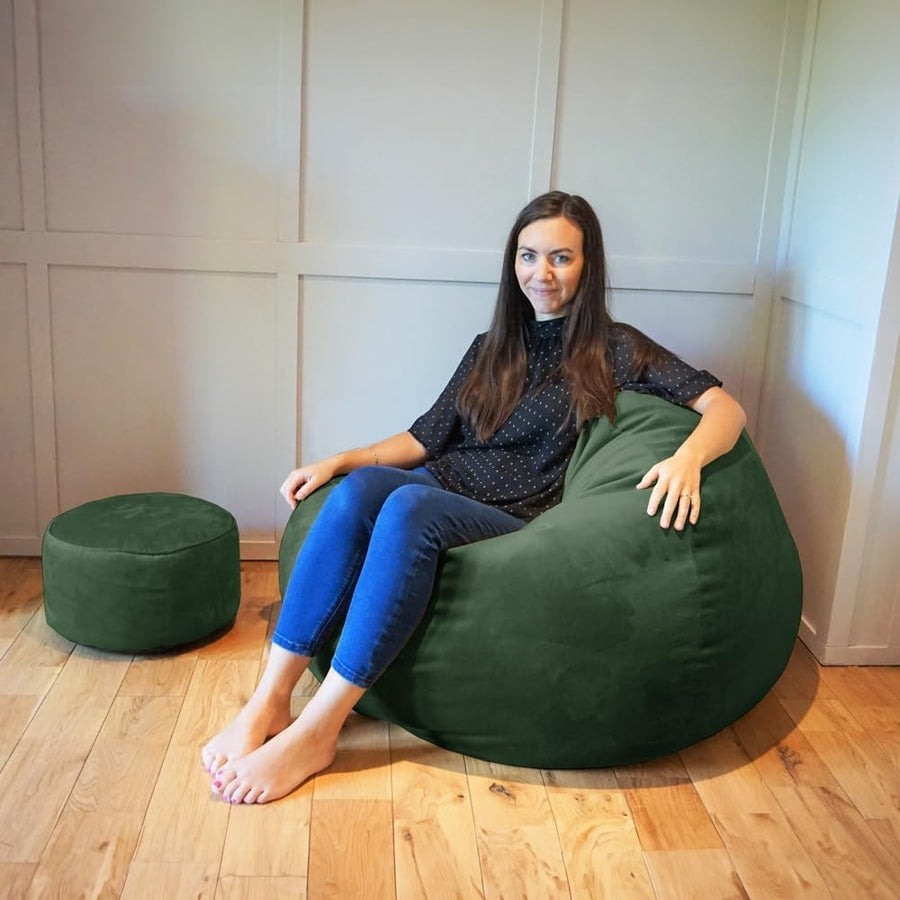 Extra Large Velvet Bean Bag Chair Adult Floor Seat Gaming Room Lounge