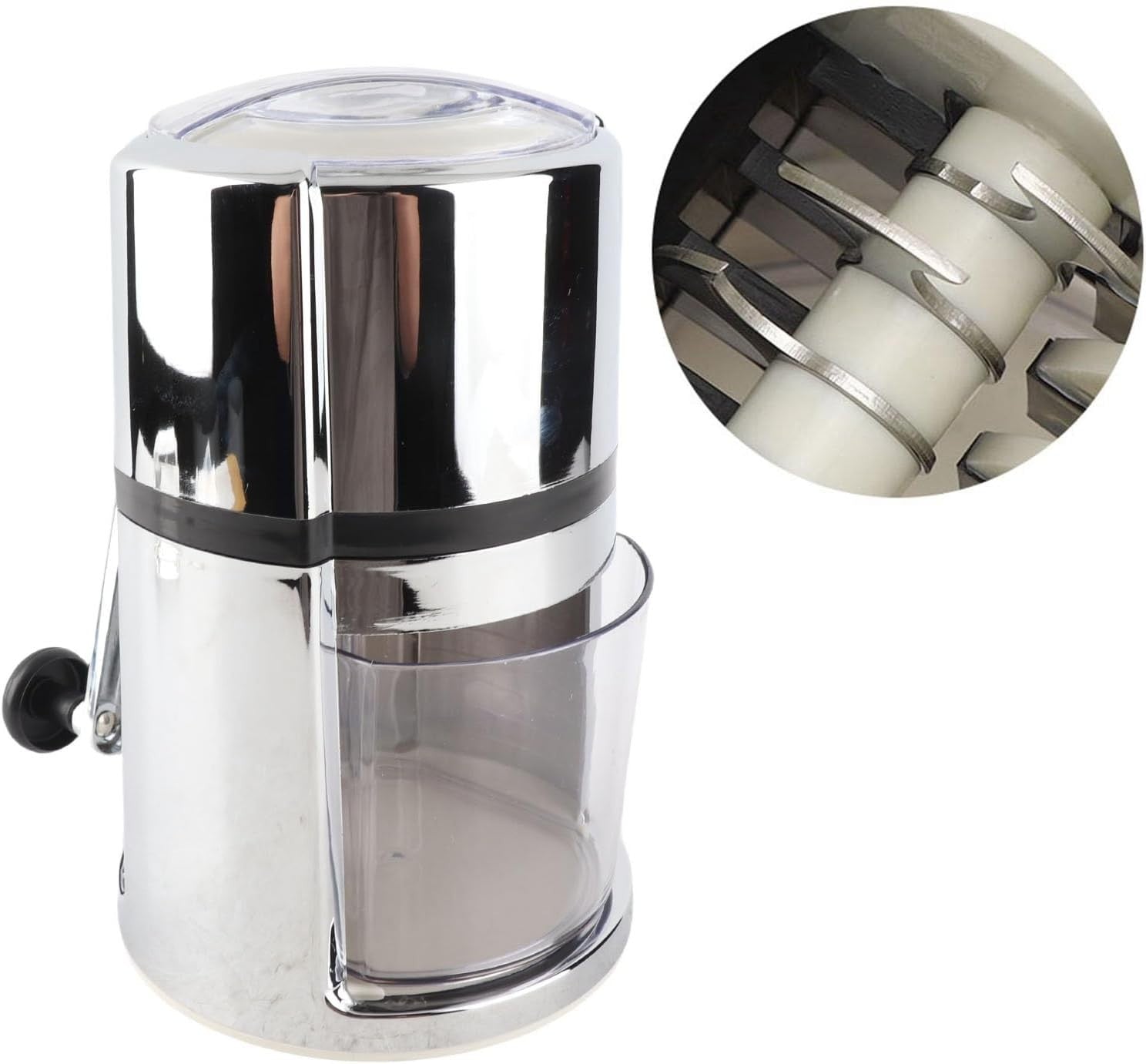 Manual Ice Crusher Stainless Steel Snow Cone Slush Maker Portable Hand Crank