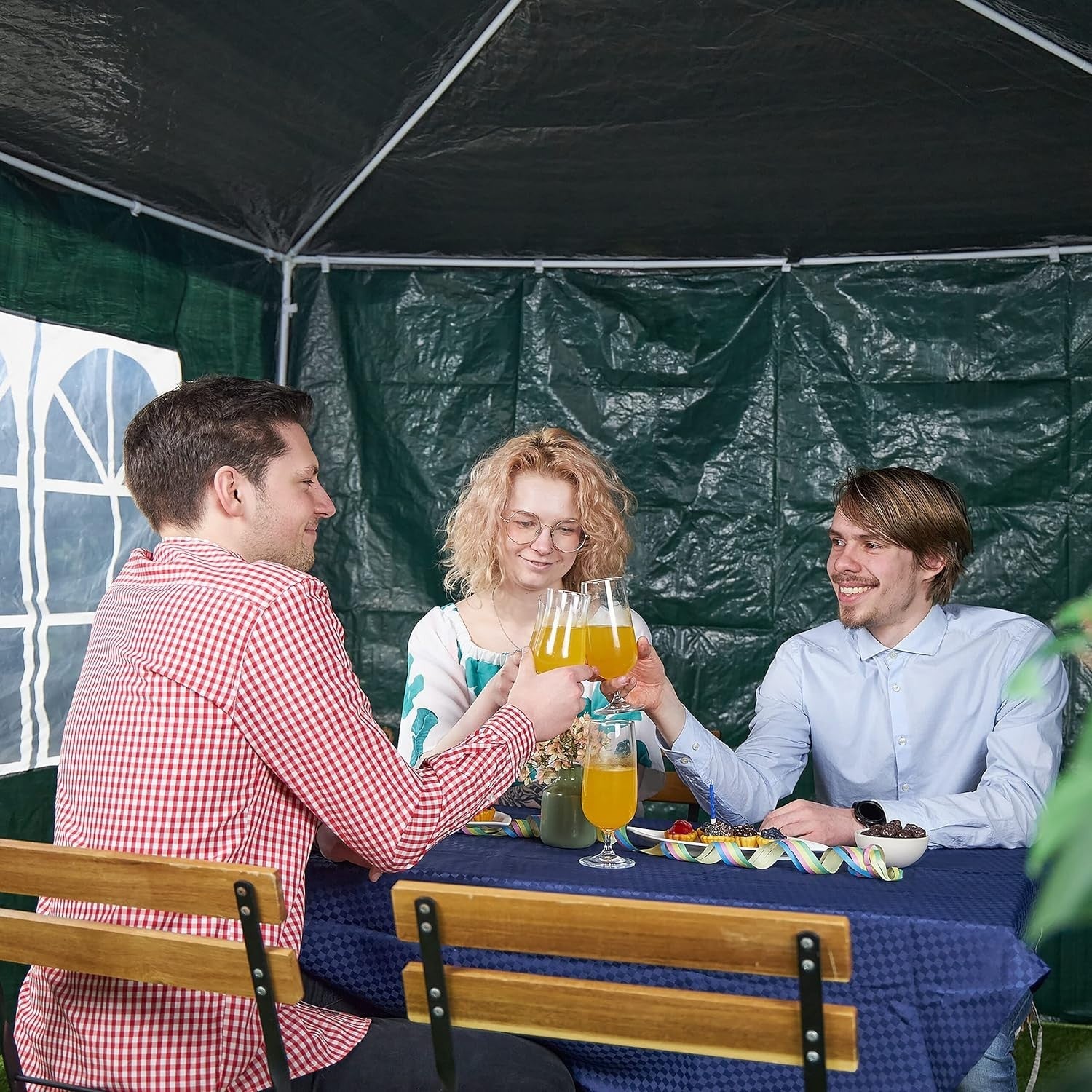 Gazebo Side Panels 3pc Set 2x3m Waterproof Party Tent Walls w/ Window Green