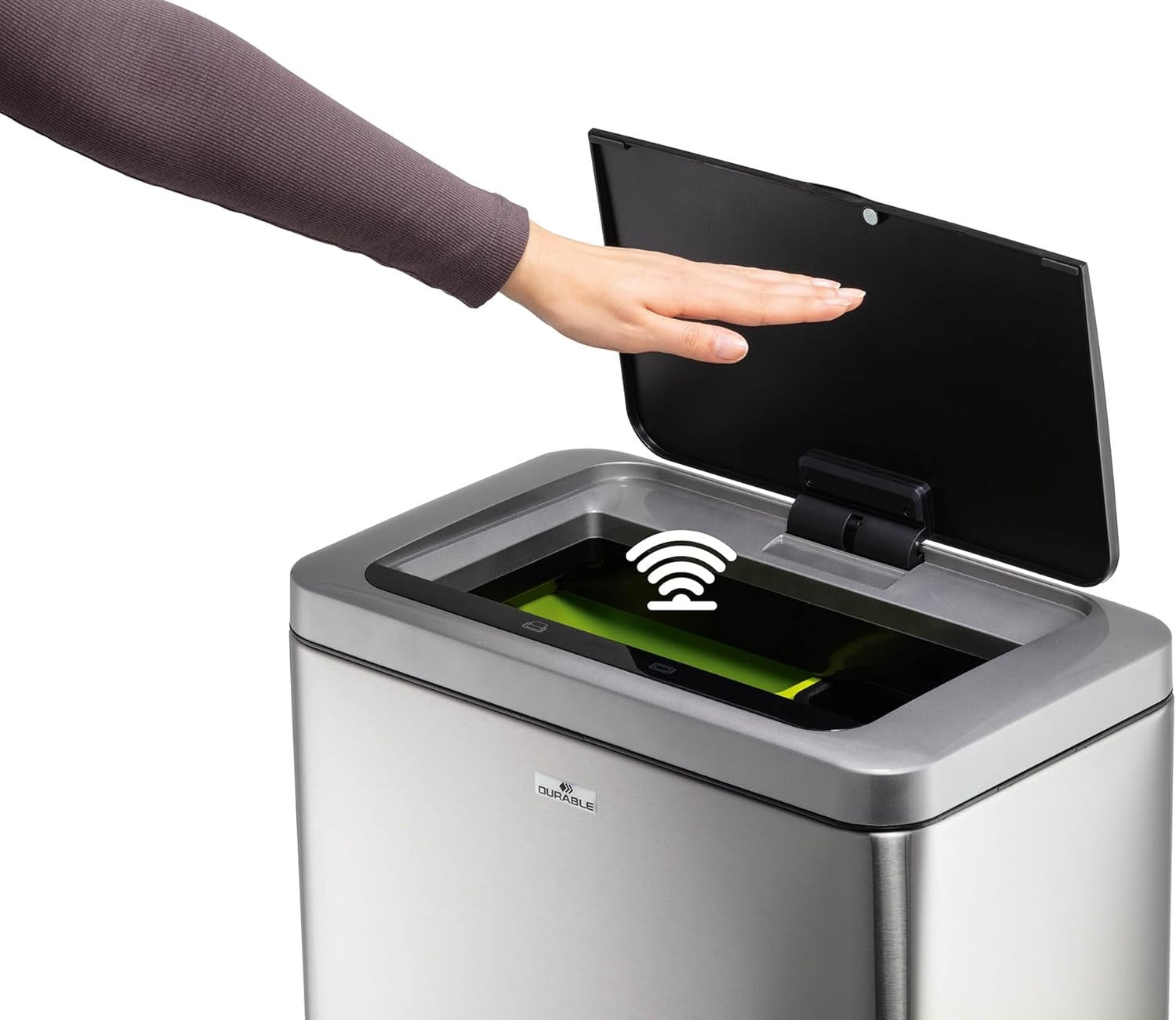 Touchless Sensor Waste Bin 40L Dual Compartment Recycling Silver