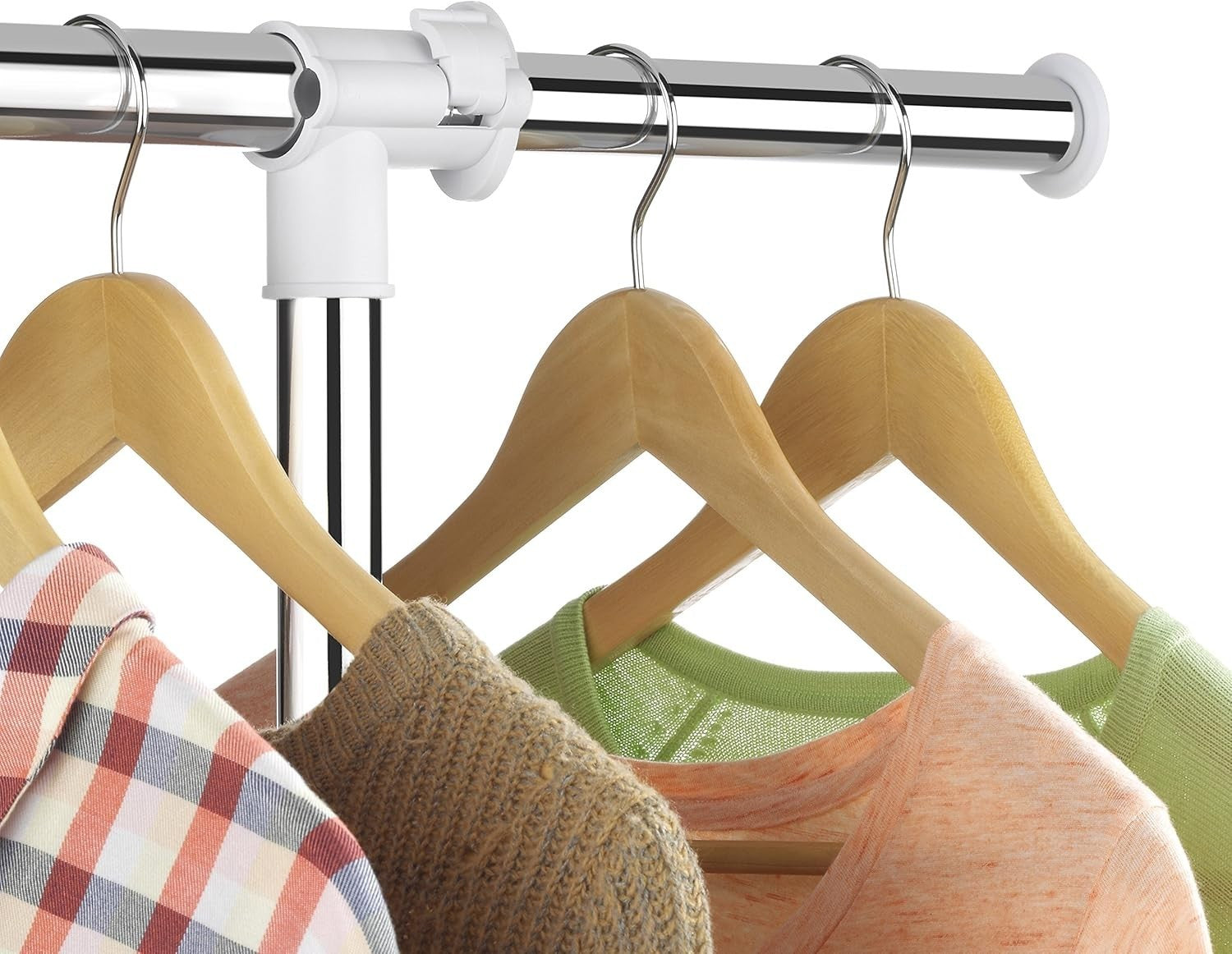 Adjustable Garment Rack White & Chrome Clothes Rail