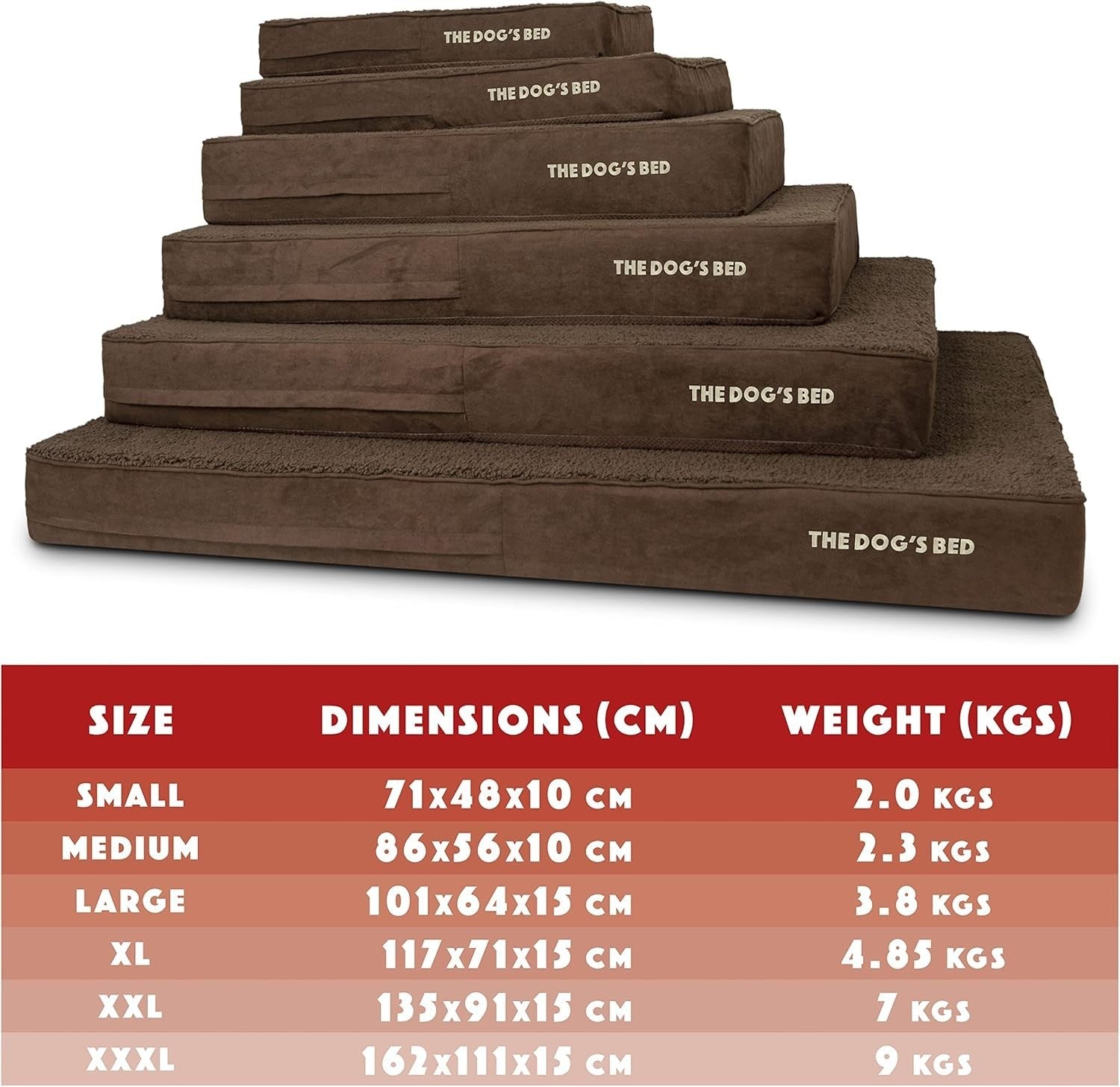 Large Orthopedic Memory Foam Dog Bed 101x64x15cm Brown