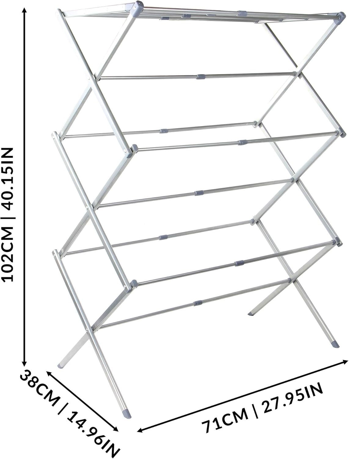 Expandable Folding Clothes Airer 3 Tier Drying Rack 7.5m Space Saving