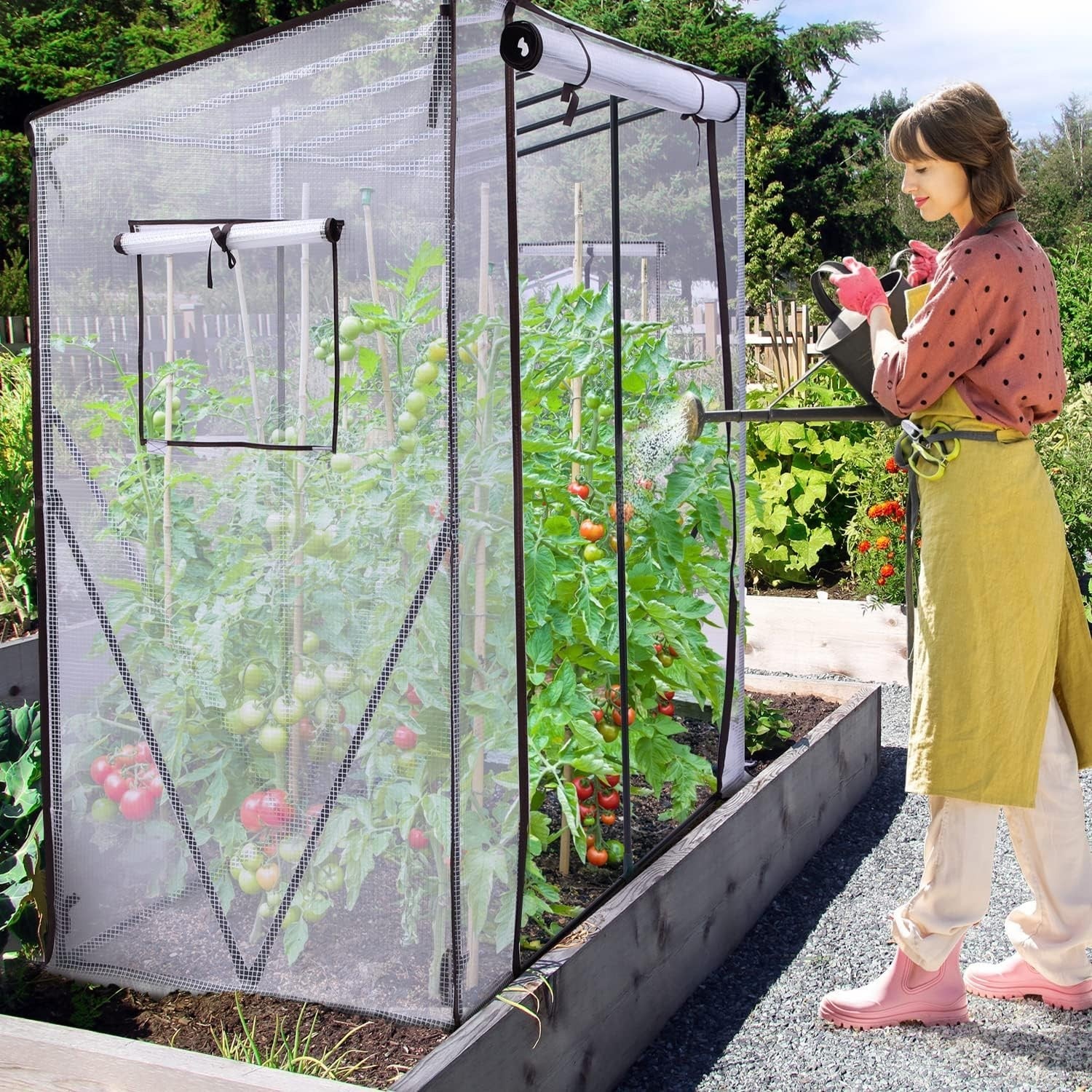 Walk-In Greenhouse for Outdoors | Heavy-Duty Metal Frame | Waterproof PE Cover