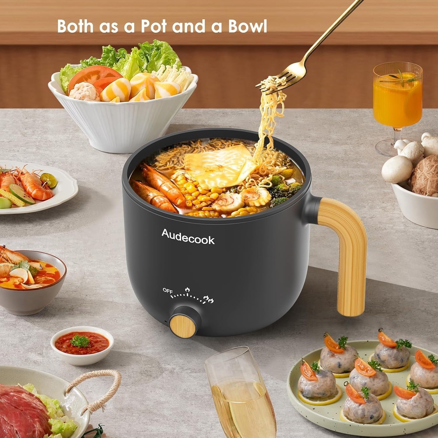 Portable Electric Hot Pot with Steamer | 1.5L Non-Stick Cooker, Dual Heat