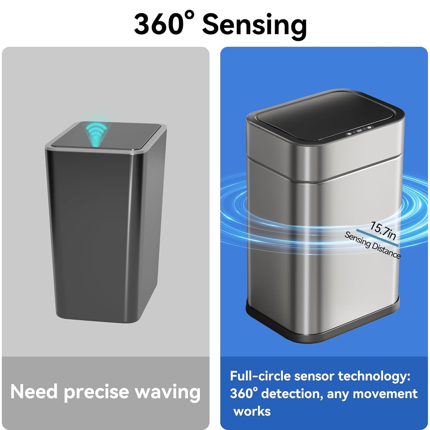 6 Gallon Touchless Motion Sensor Trash Can Stainless Steel Silver