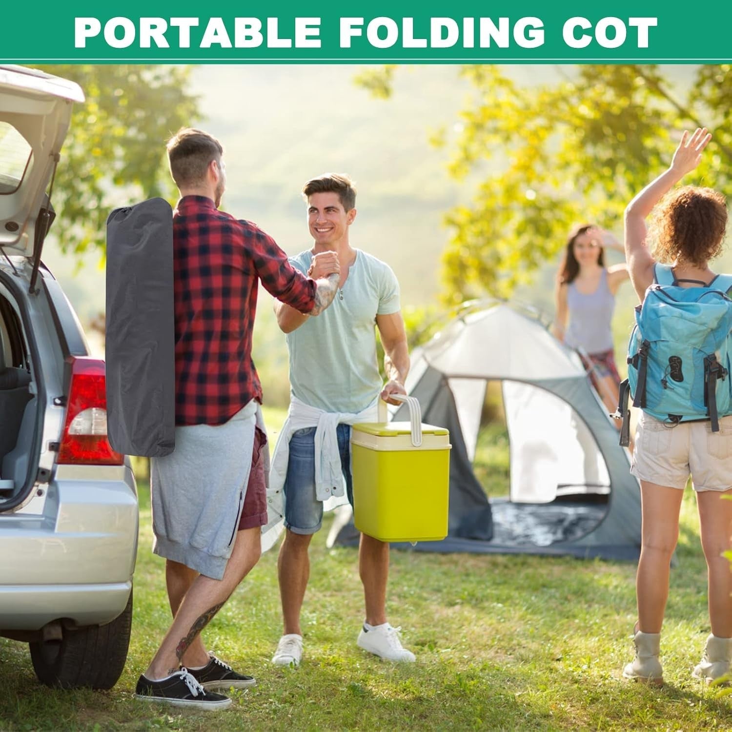 Folding Camp Bed with Mattress 200KG Support Portable Cot Travel Guest