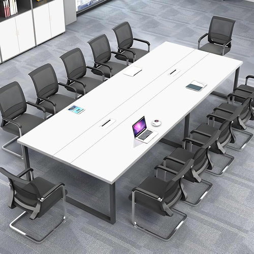 White Conference Table 120cm w/ Metal Frame & Scratch-Resistant Office Top
