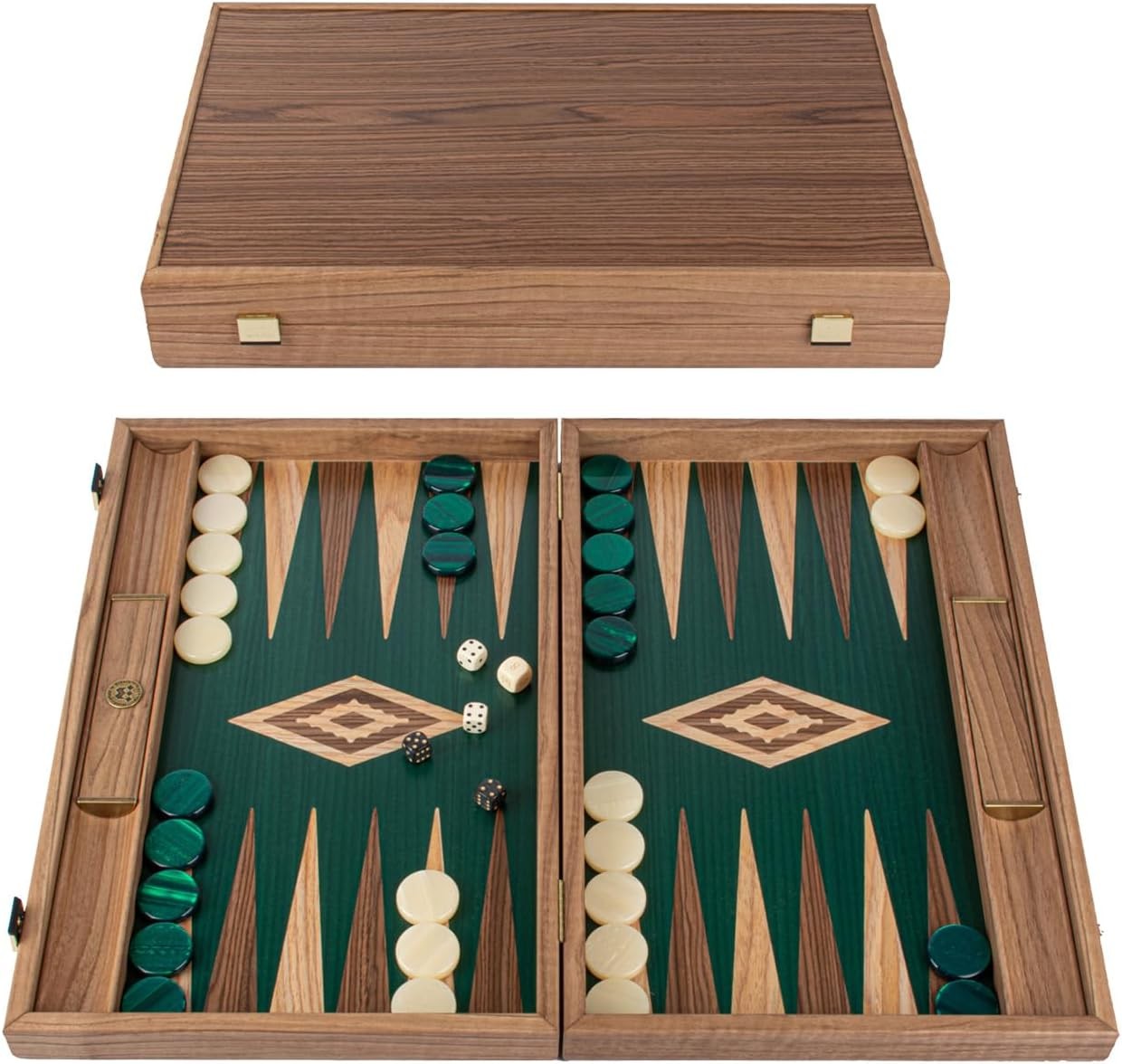 19 Inch Luxury Walnut Backgammon Set Wooden Folding Board Strategy Game