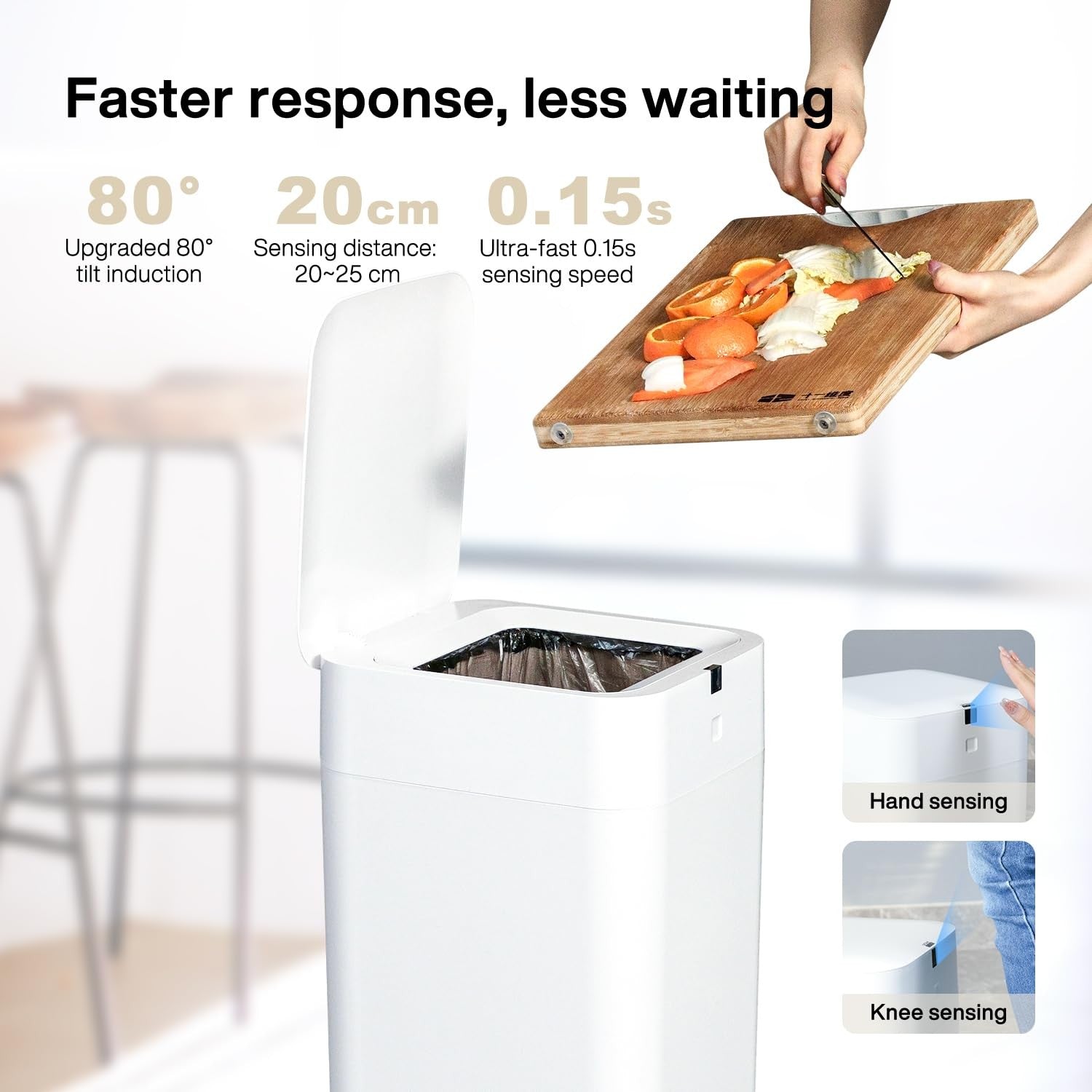 4-Gallon Touchless Smart Trash Can – Automatic Self-Sealing Bin