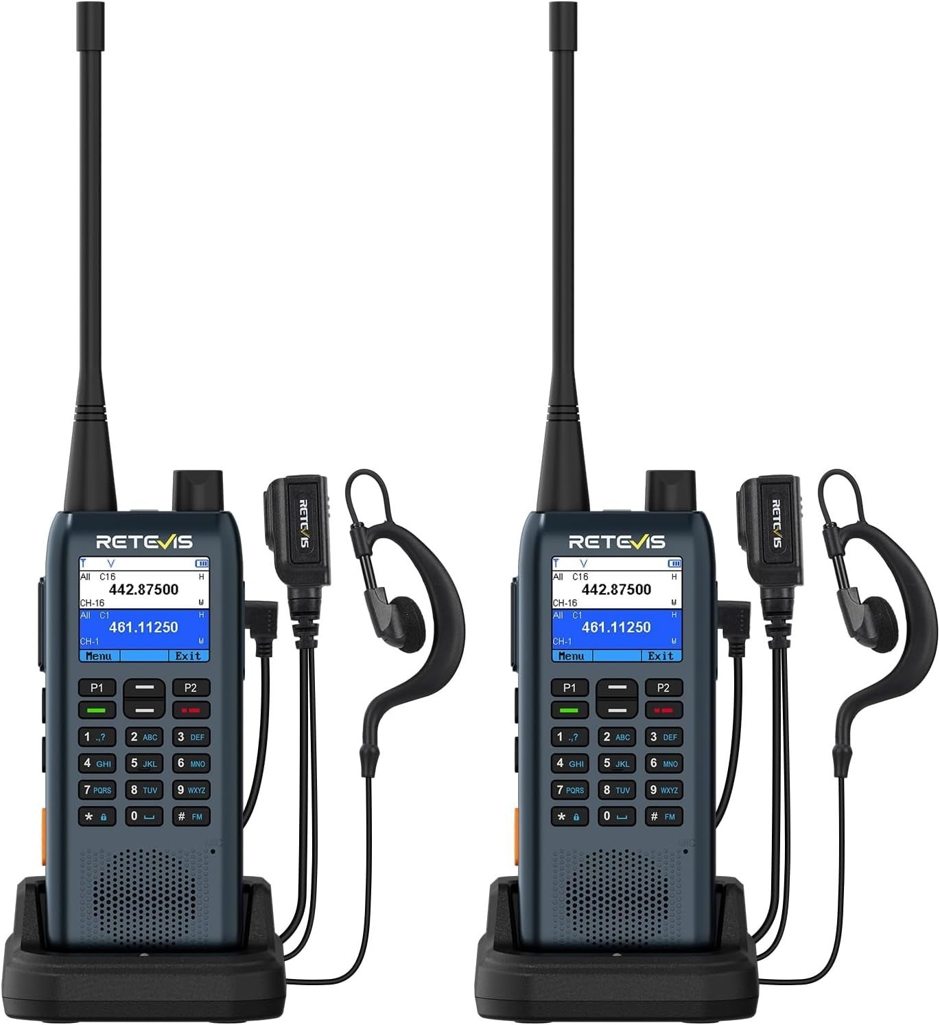 Dispatch Walkie Talkies 2 Pack LCD SMS Vibration Alert 2200mAh Radio