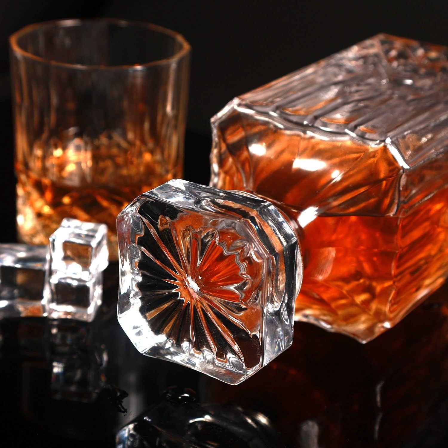 Crystal Whisky Decanter Set 750ml With 6 Glasses Luxury Bar Gift