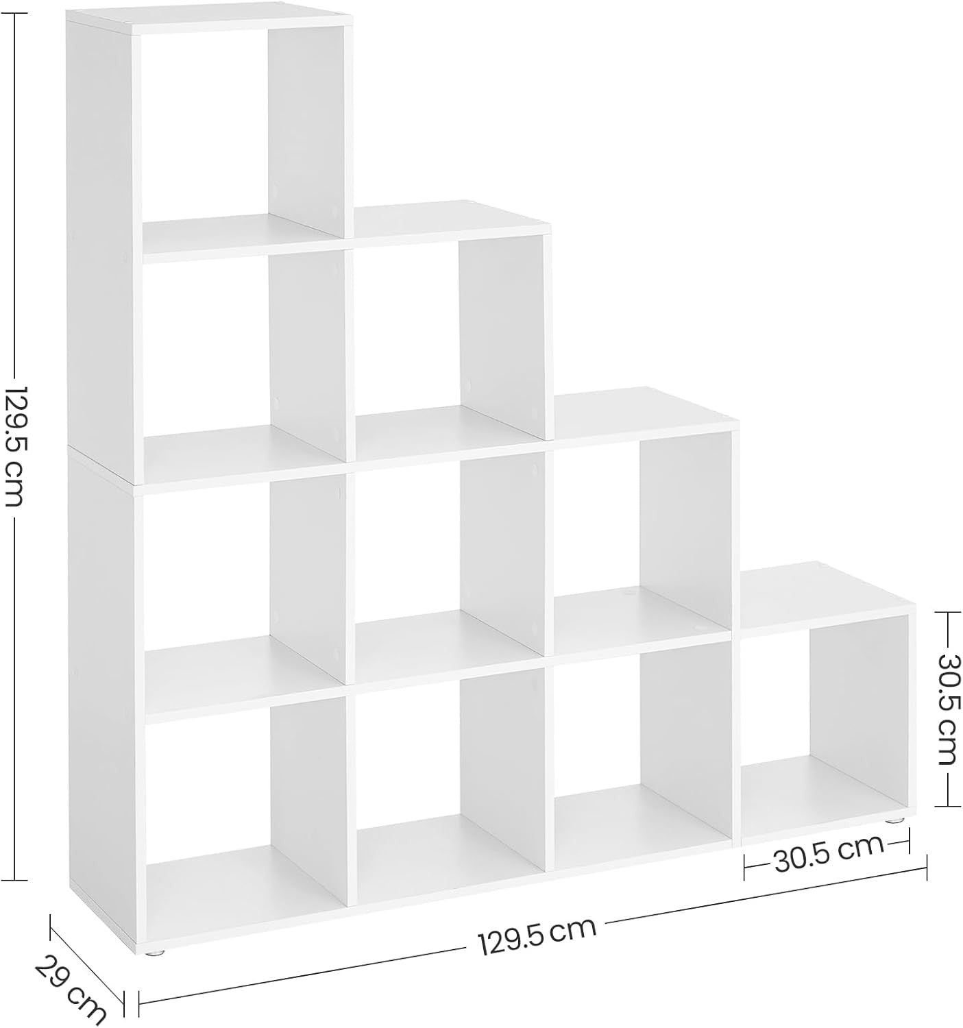 10-Cube White Bookcase – Modern Open Display Shelf Unit for Living Room & Office
