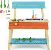 Kids Mud Kitchen Outdoor Wooden Play Kitchen Water Sink Garden Toy