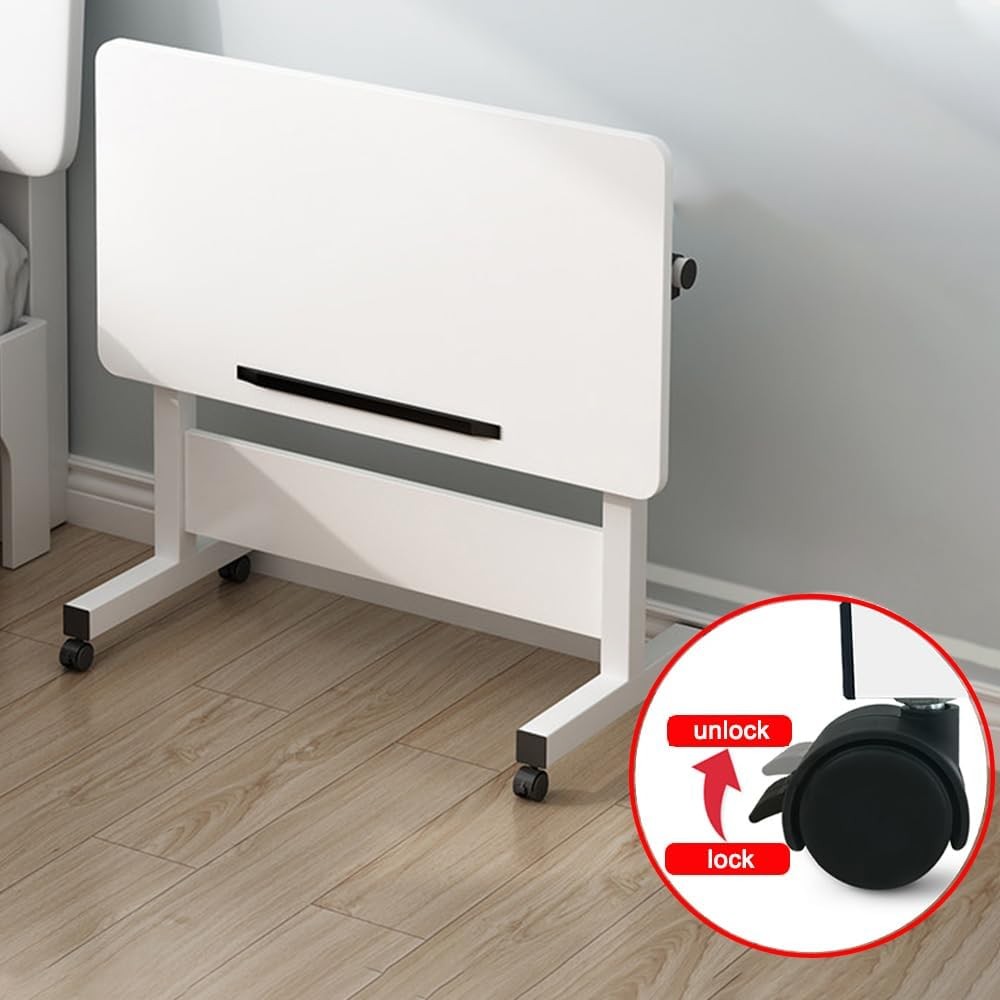 Height Adjustable Desk on Wheels Standing Laptop Desk Small Office 80x40cm