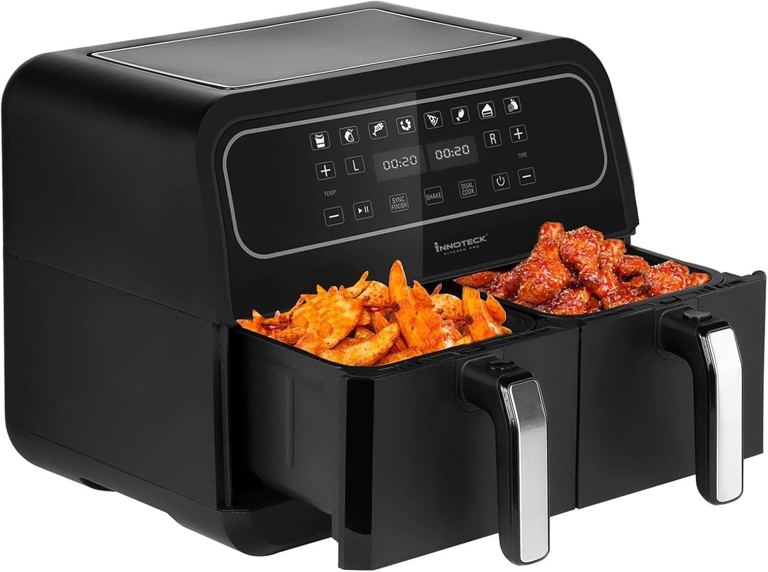 8L Dual Basket Digital Air Fryer | 8 Presets | Dual Zone Cooking | 1700W