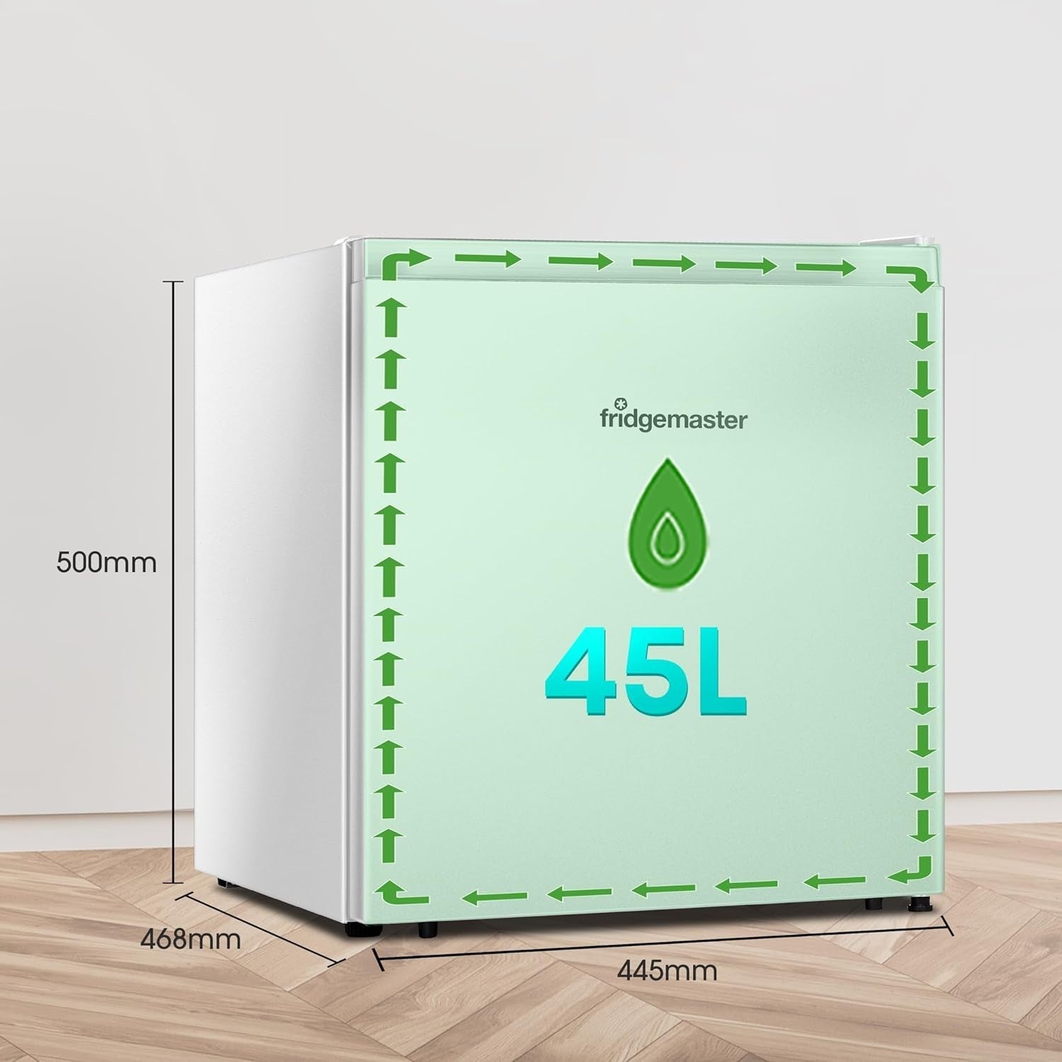 Mini Fridge 45L Compact Table Top Adjustable Thermostat Reversible White