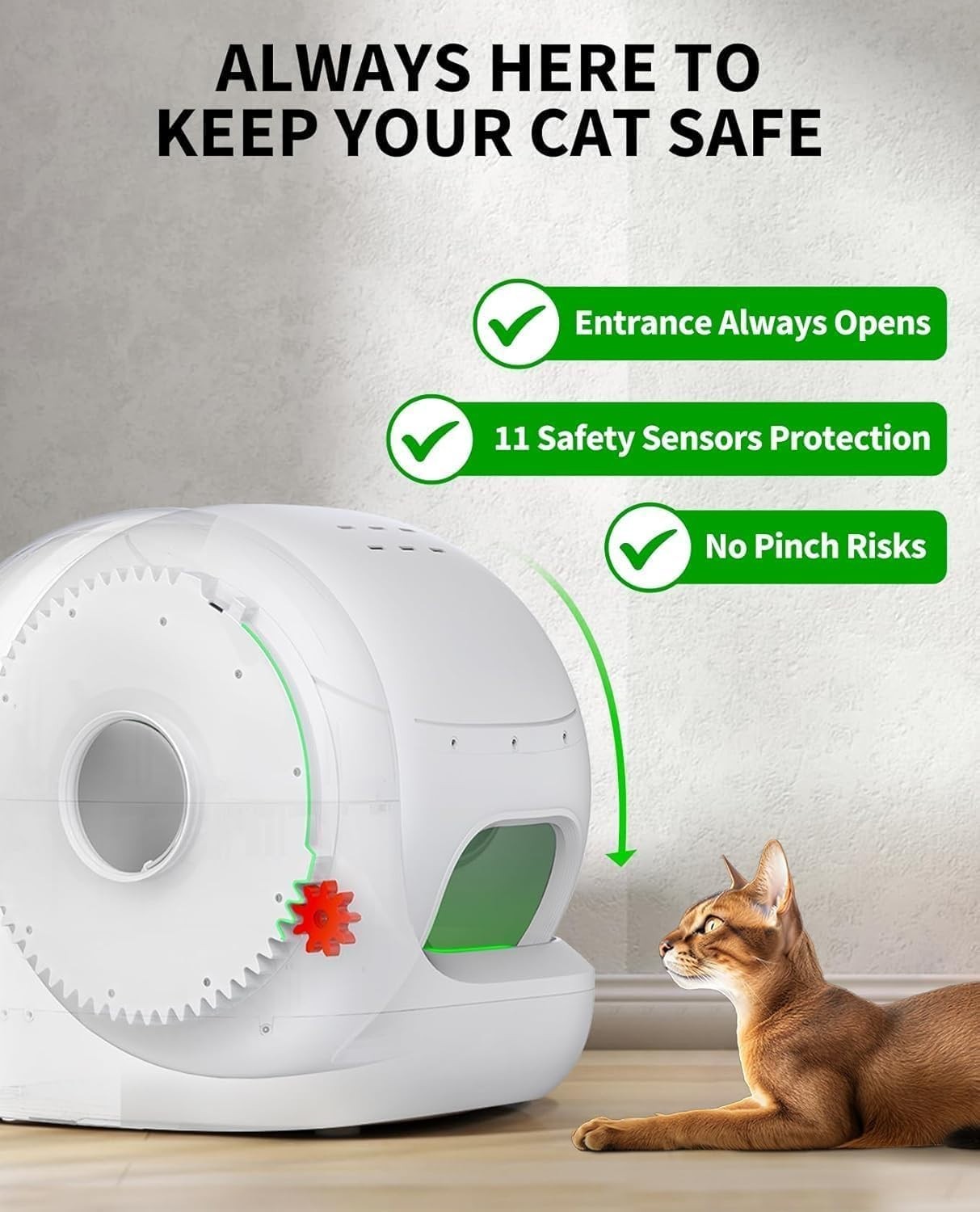 Automatic Cat Litter Robot 76L Smart App Controlled Odor Free Tray