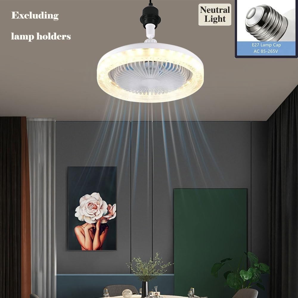 2-in-1 LED Ceiling Fan, 3 Speeds, 3 Color Temps, Dimmable, Remote, White