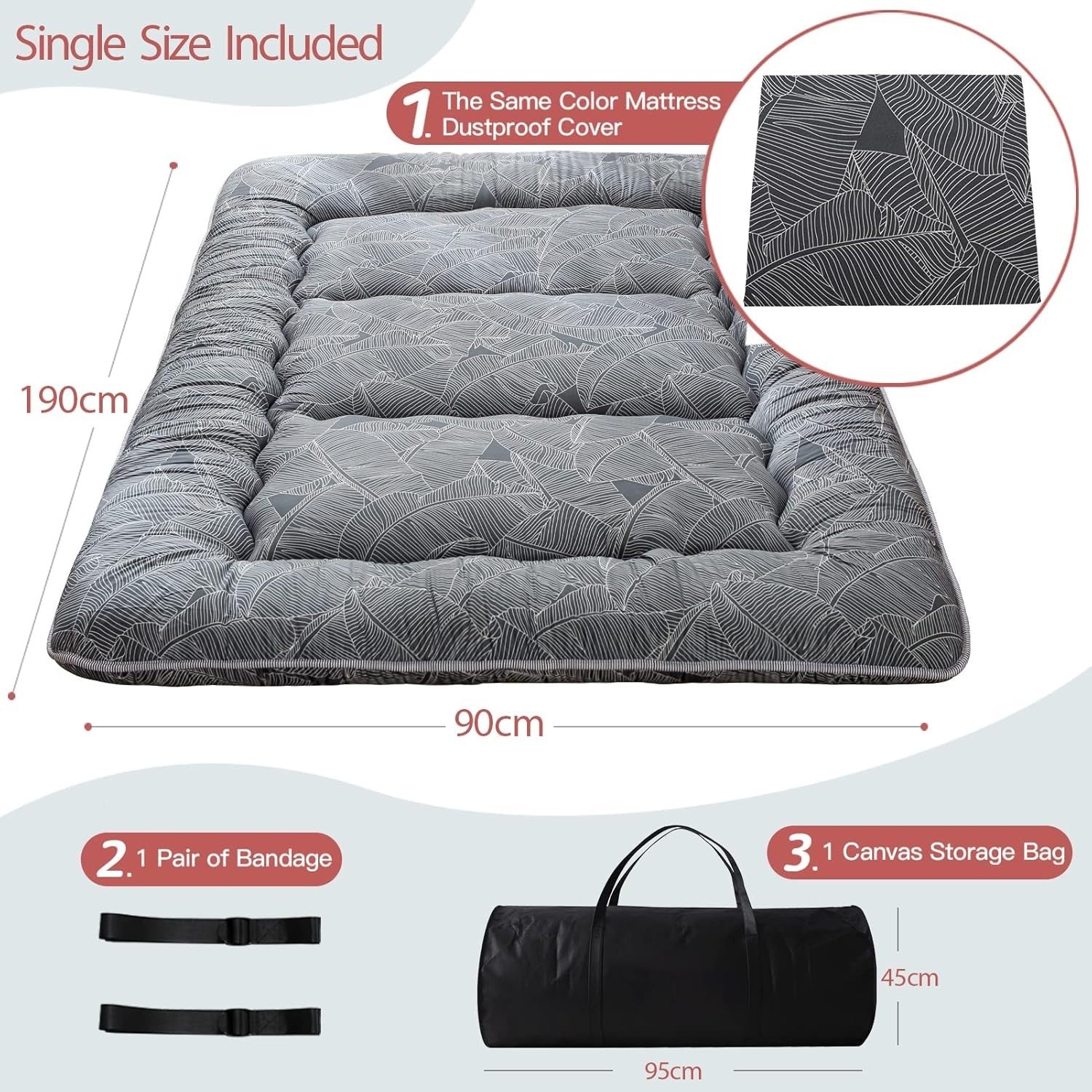 Premium Foldable Japanese Floor Mattress Futon – Thick Tatami Sleeping Pad