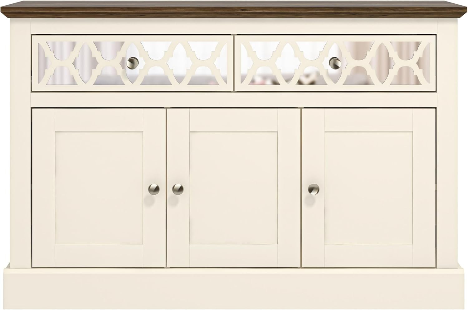 Ivory Oak Sideboard Cabinet 3 Door 2 Drawer Storage Unit for Hallway