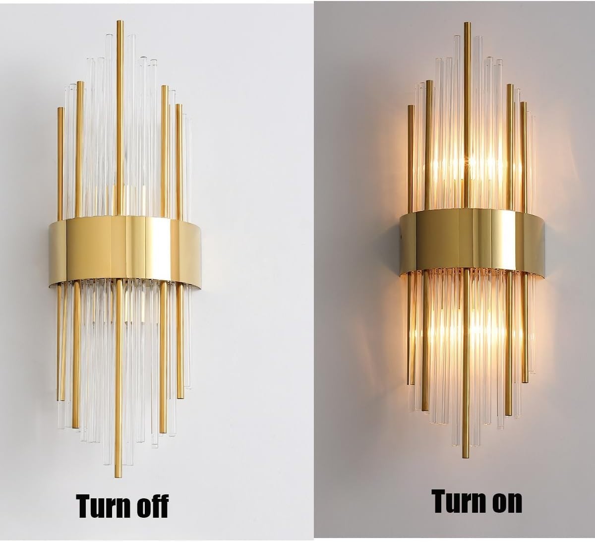 Luxury Crystal Wall Sconce, Modern Gold Finish, 60cm LED Fixture