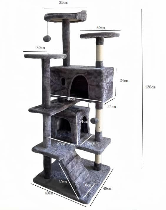 138cm Cat Tree Tower with Scratching Posts Multi Level Indoor Climber