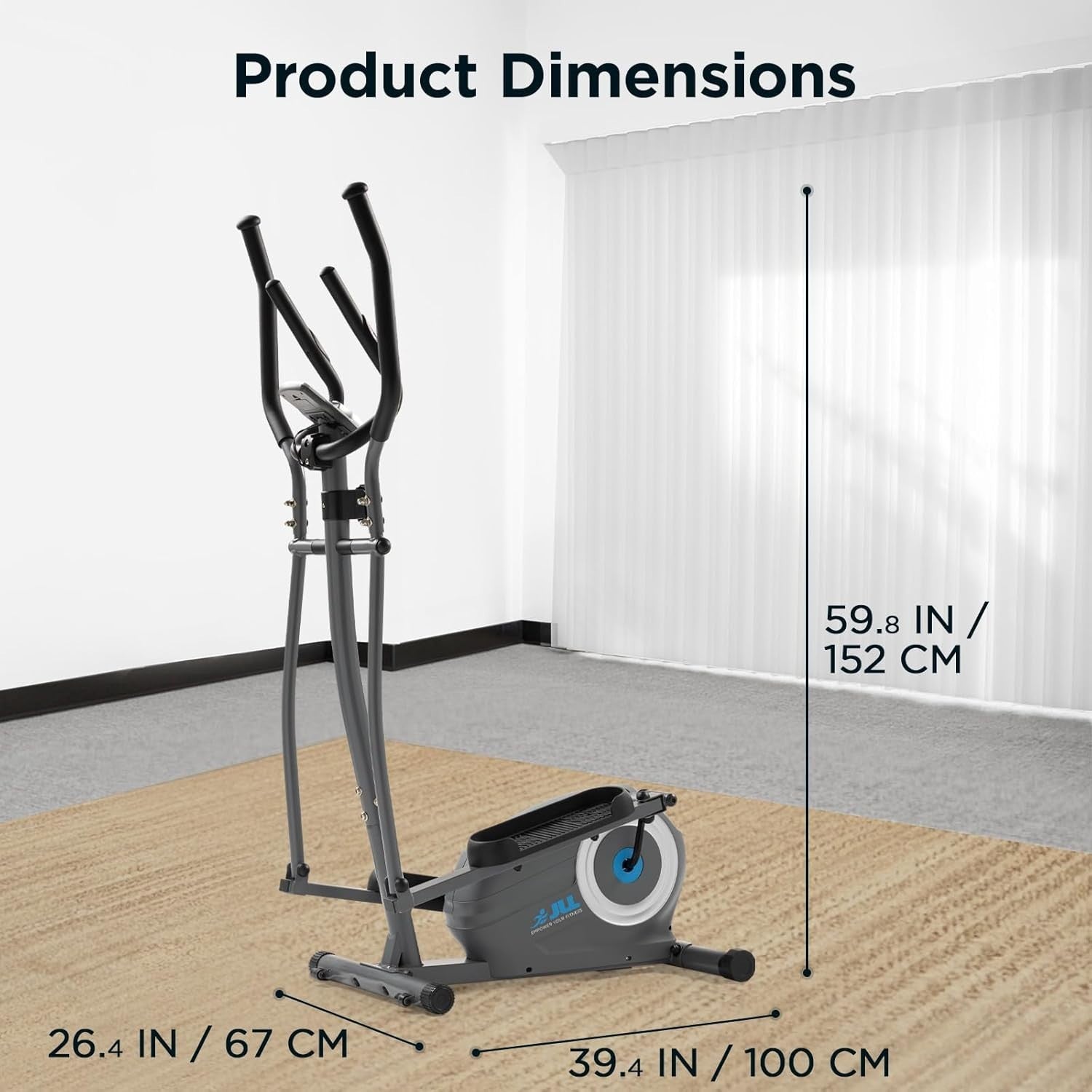 Compact Upright Elliptical Cross Trainer, 8-Level Magnetic Resistance, Full Body