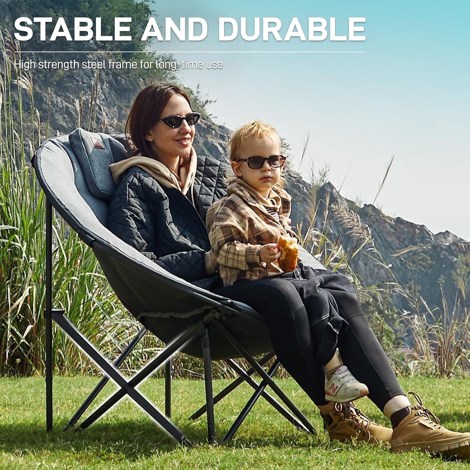 XL Padded Folding Camping Chair Heavy Duty 150kg High Back Outdoor Seat