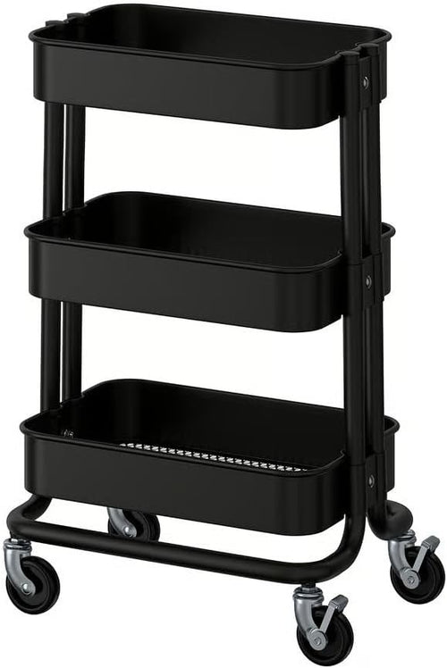 3 Tier Metal Trolley Cart on Wheels Kitchen Bathroom Storage