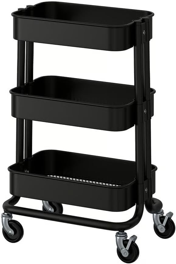 3 Tier Metal Trolley Cart on Wheels Kitchen Bathroom Storage