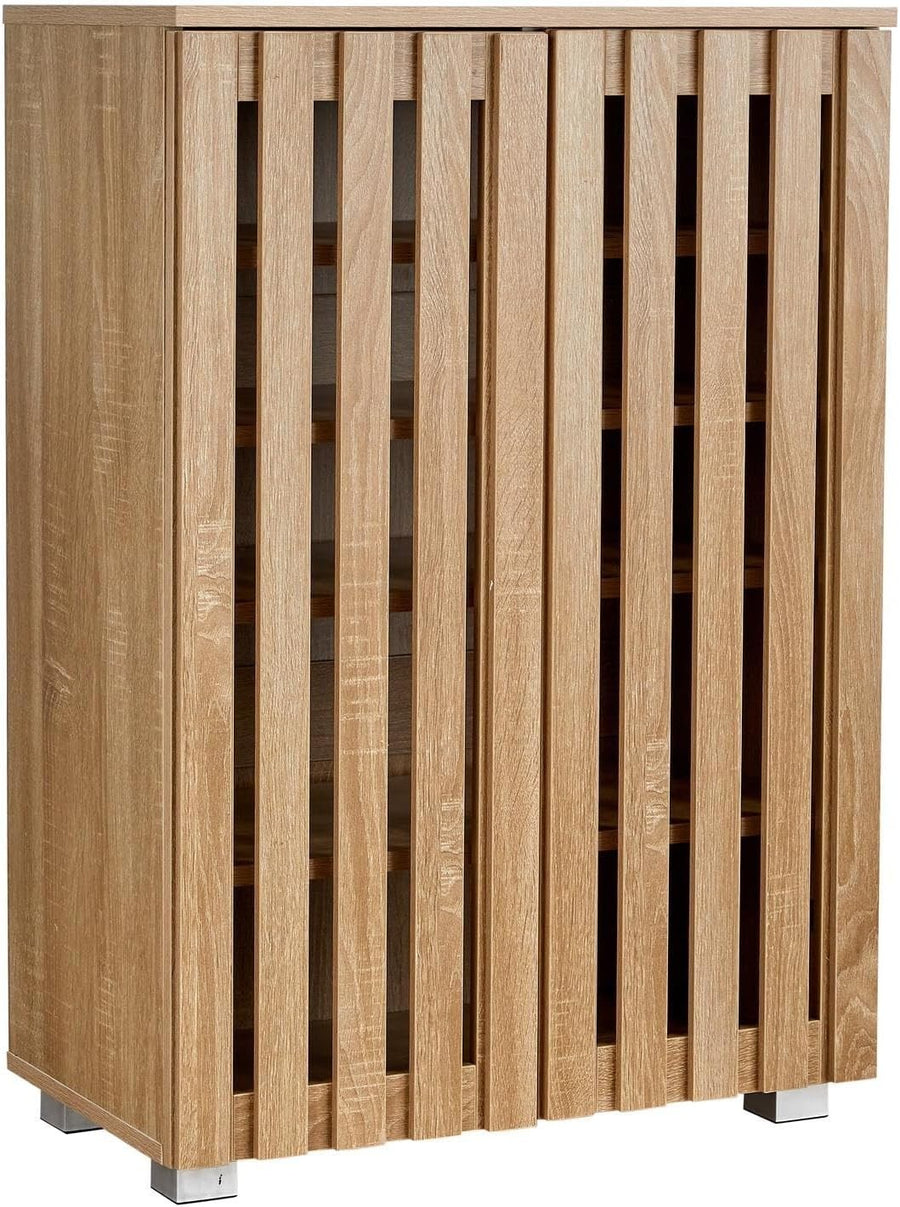 Spacious 2 Door Wooden Shoe Cabinet with 4 Shelves | Oak Effect, Durable