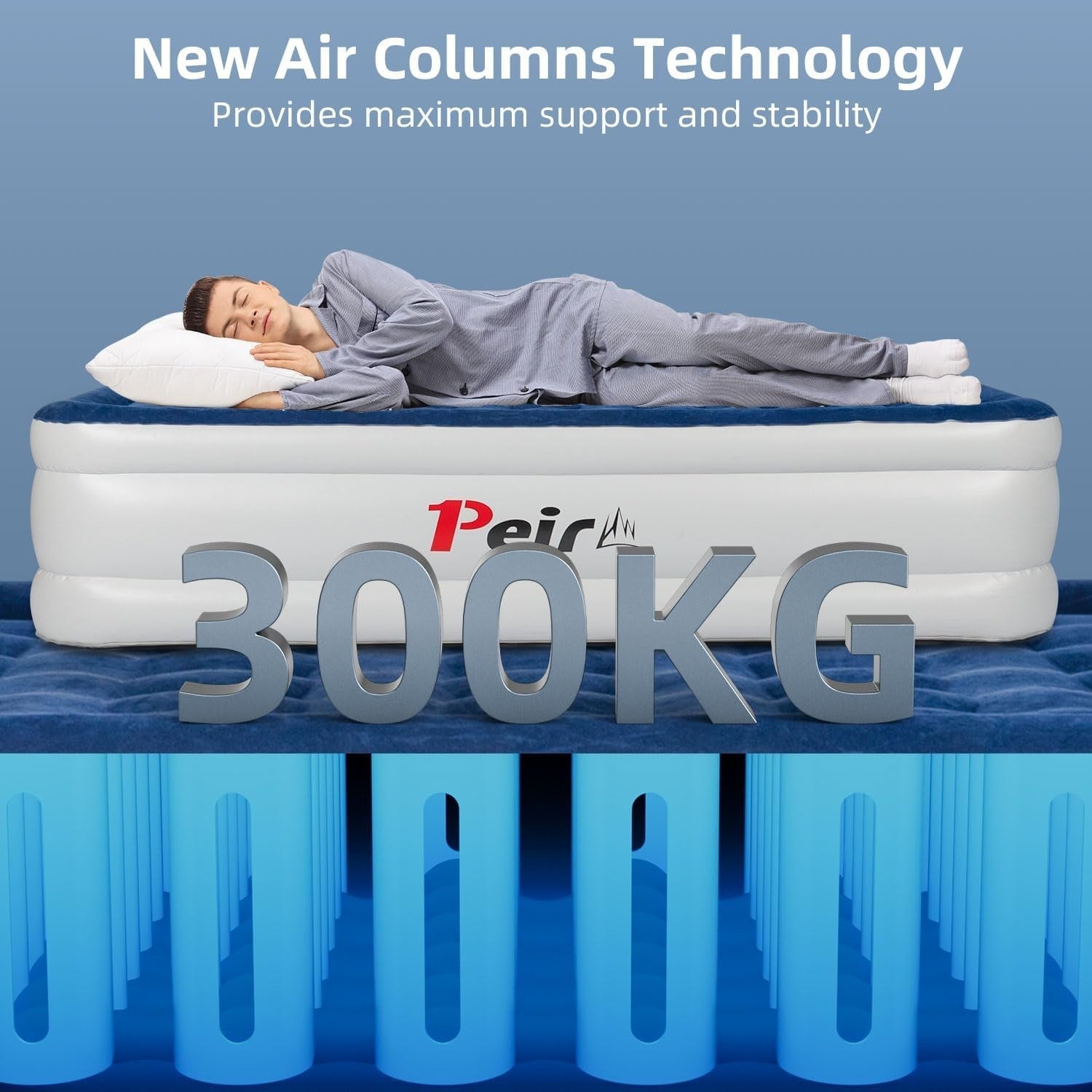 King Air Mattress Double Bed Built-In Pump Quick Inflate 203x152x46cm