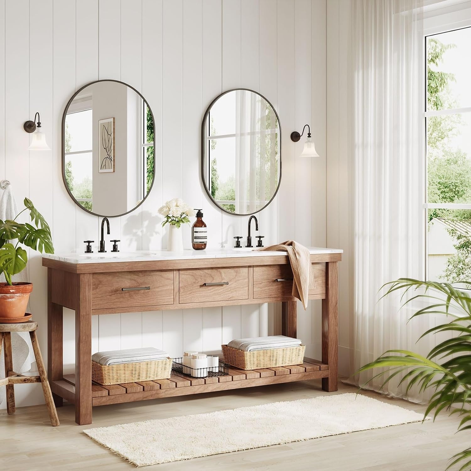 Oval Wall Mirror 50x70cm | Bathroom, Bedroom, Entryway | Durable Metal Frame