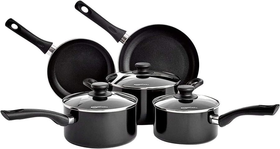 5pcs Non Stick Pan and Pot Set Cookware Set with Glass Lids Induction Safe