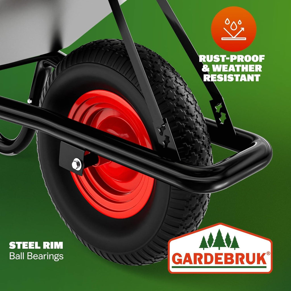 100L Wheelbarrow Silver – Galvanised Steel w/ Pneumatic Tyre Heavy Duty 250kg