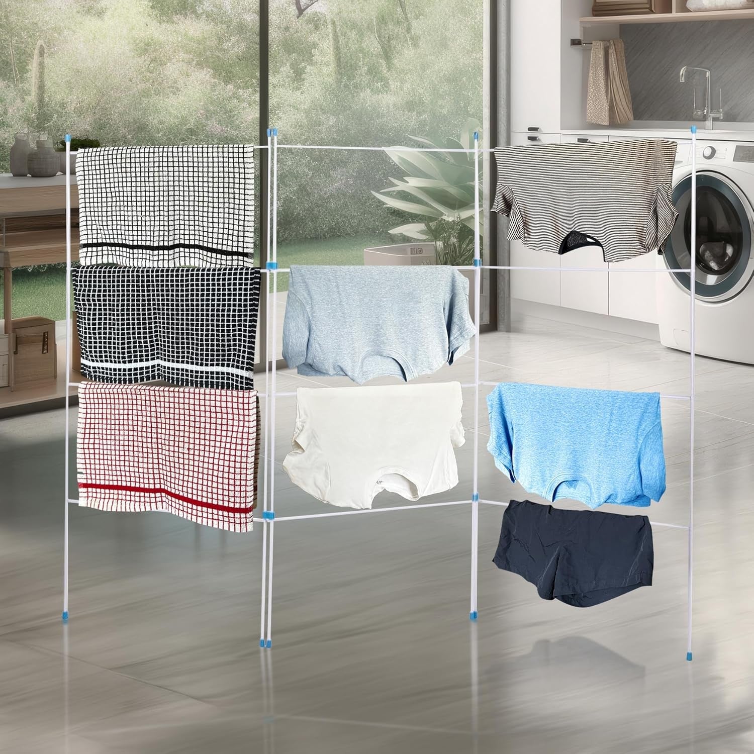 Triple Panel Clothes Airer Folding Laundry Drying Line Large Indoor Outdoor