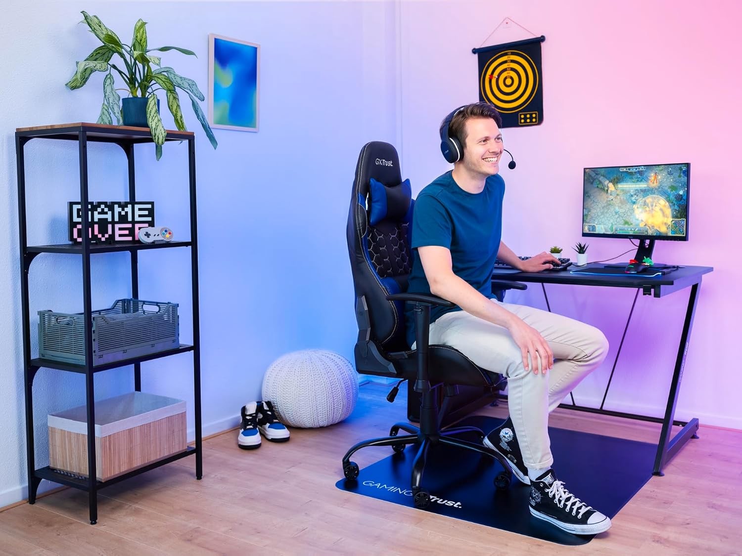 Ergonomic Gaming Chair 360° Swivel Office Desk Chair Blue