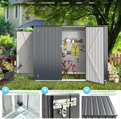 Lockable Metal Bike Shed Galvanised Steel Waterproof Outdoor Garden Storage Unit