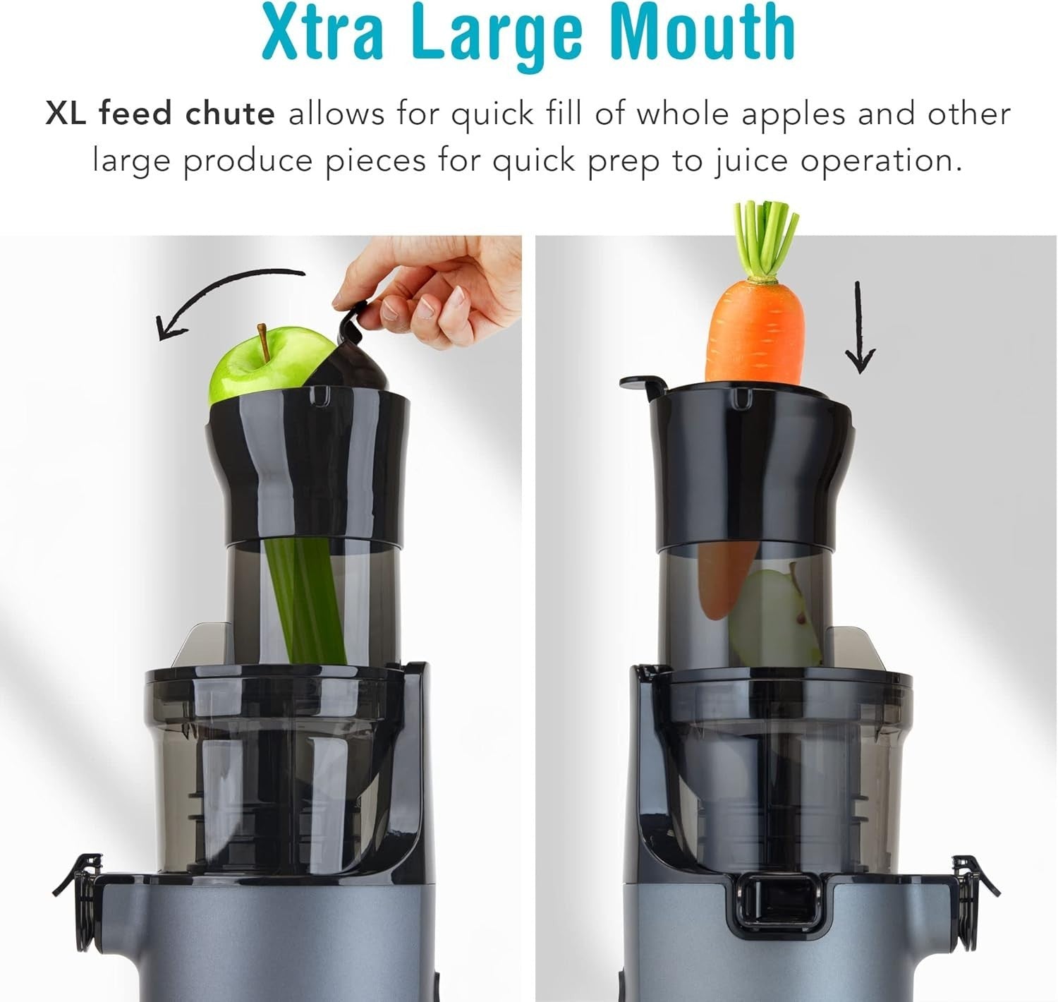 XL Feed Cold Press Juicer Compact Masticating Easy Clean Hands Free