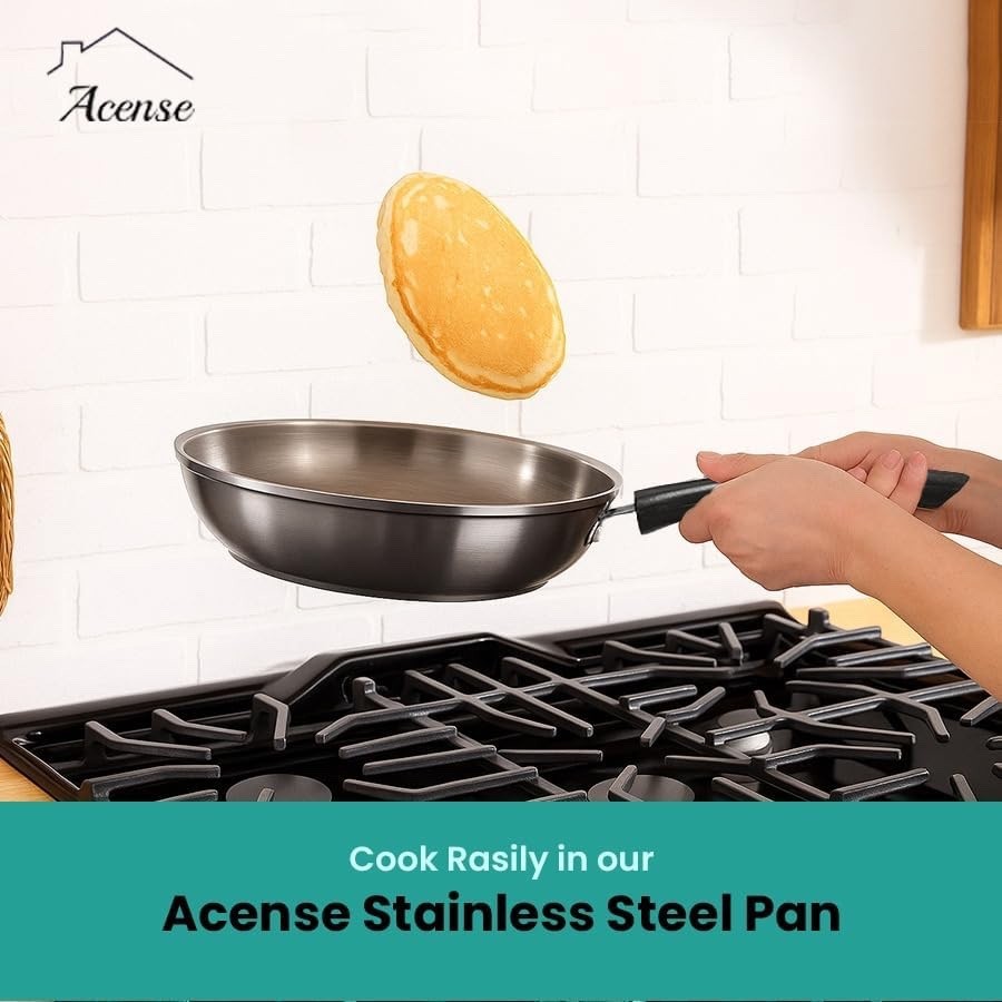5Pcs Stainless Steel Cookware Set Induction Ready Pots & Pans with Glass Lids