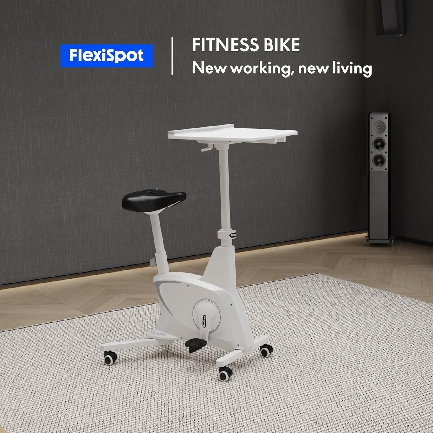 3-in-1 Indoor Desk Exercise Bike w/ Adjustable Seat, Quiet Pedals & Workstation