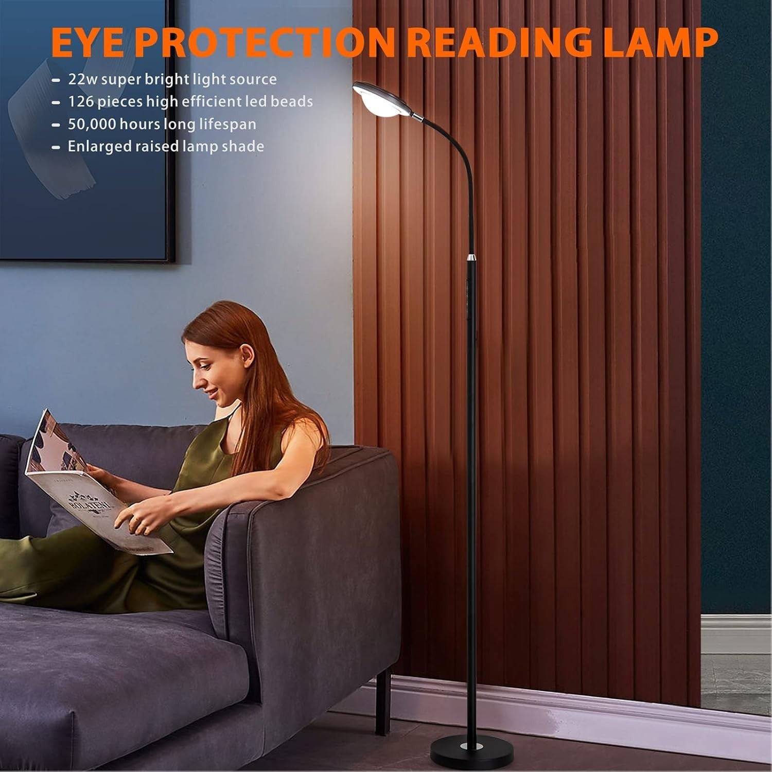 Super Bright LED Floor Lamp Remote Dimmable Touch Control Reading Light