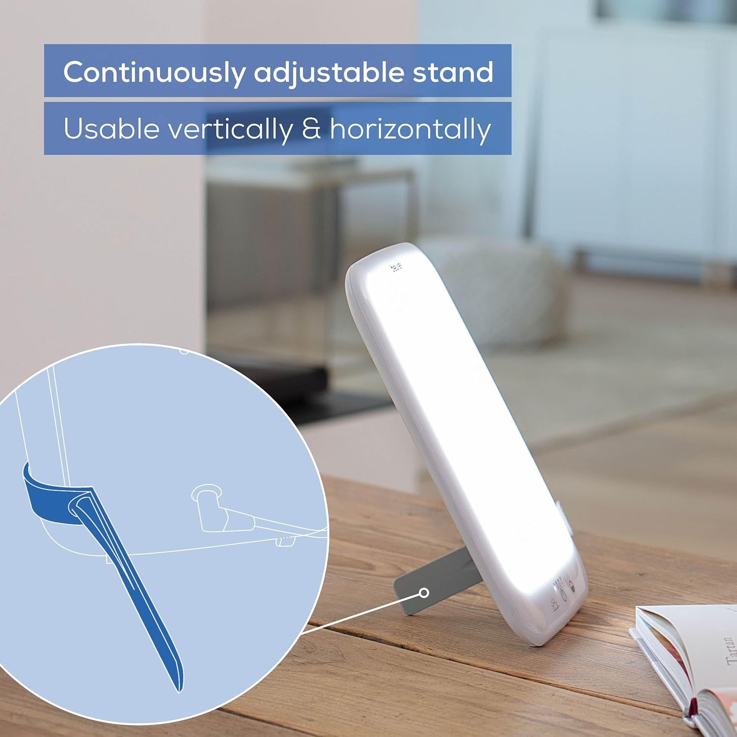 White SAD Light Therapy Lamp 10000 Lux Daylight Simulation Dimmer Stand